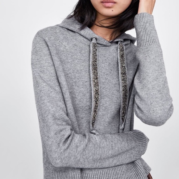 zara knit hoodie